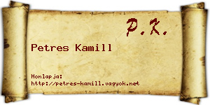 Petres Kamill névjegykártya